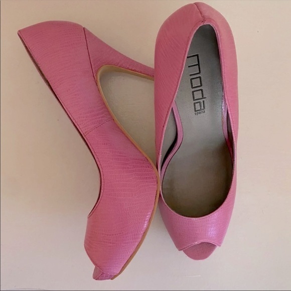 Moda Spana Peep Toe Pink Heels Shoes - Picture 1 of 9